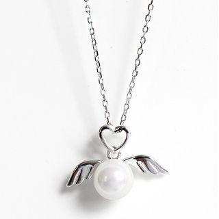 Faux Pearl Pendant Necklace Necklace - 925 Silver - Silver - One Size