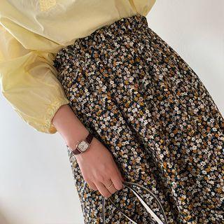 Floral Print Midi A-line Skirt Floral - One Size