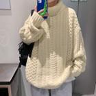 Cable Knit High-neck Sweater