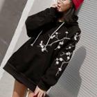 Embroidered Long Sleeve Hooded Pullover