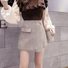 Woolen Asymmetrical Mini Skirt