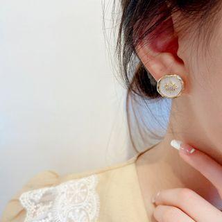 Star Rhinestone Disc Alloy Earring 1 Pair - E3367 - 925 Silver - Gold - One Size