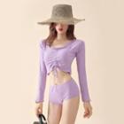 Set: Lettuce Edge Long-sleeve Swim Top + Bottom