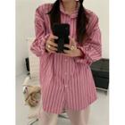 Long-sleeve Striped Shirt Stripes - Pink - One Size