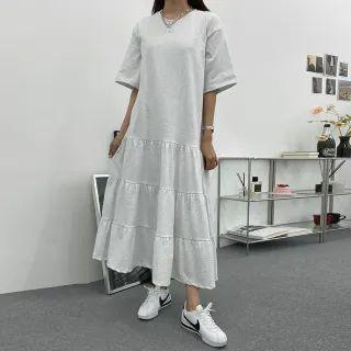 Letter Print Tiered Long Dress