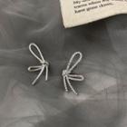 Non-matching Alloy Bow Earring 1 Pair - Silver - One Size