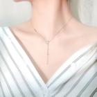 925 Sterling Silver Geometric Y Necklace 1 Pcs - Silver - One Size