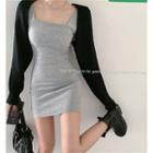 Sleeveless Plain Mini Dress / Knit Shrug