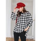 Tall Size Houndstooth Pattern Knit Pullover