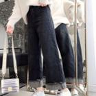 Cropped Roll-up Wide-leg Jeans