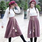 Hanfu Long-sleeve Top / Midi Skirt / Jacket / Beret / Set