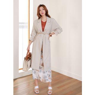 Single-button Flap-pocket Long Blazer