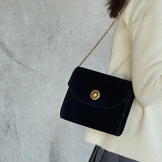 Velvet Flap Crossbody Bag Black - One Size