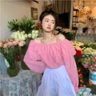 Long-sleeve Ruffle Top Pink - One Size