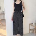 V-neck Camisole Top / Dotted Cropped Wide-leg Pants