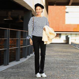 Ribbed Straight-cut Pants