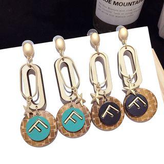 Letter F Resin Disc Dangle Earring