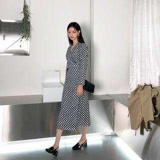 Tie-waist Patterned Maxi Wrap Dress One Size