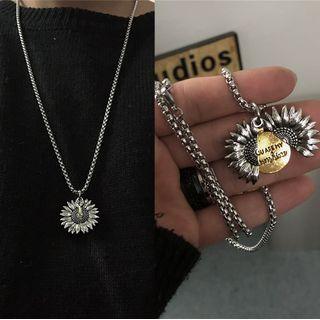 Stainless Steel Daisy Pendant Necklace Silver - One Size