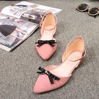 Bow Ankle Strap Pointy Flats
