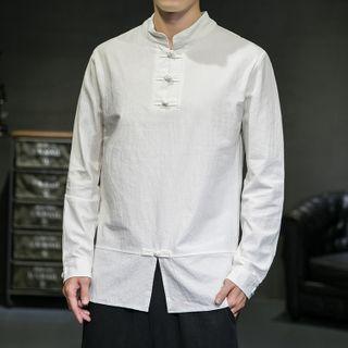 Frog-buttoned Stand Collar Shirt