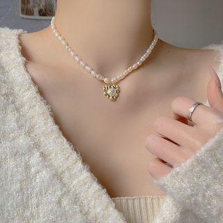 Faux Pearl Heart Necklace / Earring
