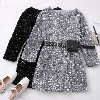 Sequined Mini Dress With Belt & Waistbag