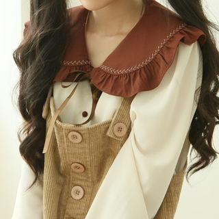 Wide-collar Crepe Blouse