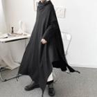 Asymmetric-hem Capelet Top Black - One Size