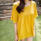Square-neck Shirred Swing Top