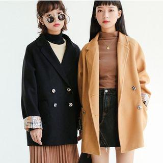 Plaid Lining Double-breasted Blazer