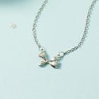 Bow Pendant Alloy Necklace Bow Necklace - Stripe - Silver - One Size