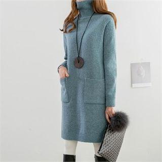 Turtleneck Thick H-line Knit Dress