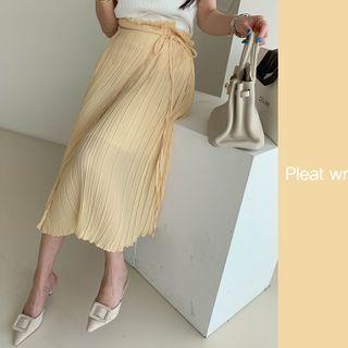 Pleat Chiffon Long Wrap Skirt