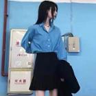 Plain Shirt / Mini A-line Skirt / Set
