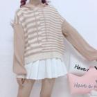 Striped Hooded Sweater Khaki - One Size