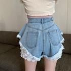 High-waist Washed Shorts / Plain Lace Shorts