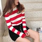 Striped Cropped Knit Top