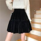 Ruffle Mini A-line Skirt Black - One Size