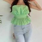 Plaid Tube Top Green - One Size