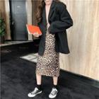 Leopard Print A-line Midi Skirt Leopard - One Size