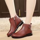 Genuine-leather Zip-side Ankle Boots