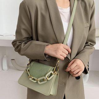 Faux Leather Handle Crossbody Bag