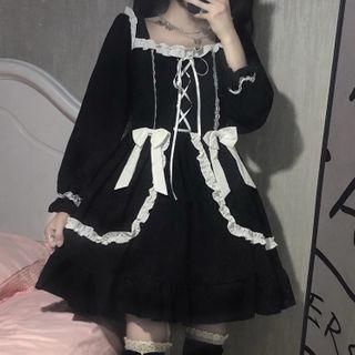 Long-sleeve Midi A-line Lolita Dress