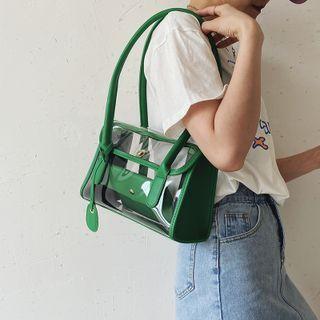 Pvc Panel Shoulder Bag With Pouch