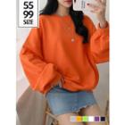 Balloon-sleeve Cotton Sweatshirt In Neon Green