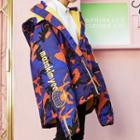 Lettering Camouflage Hooded Padded Jacket Purple - One Size