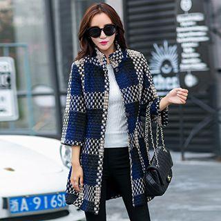 3/4-sleeve Plaid Coatdress