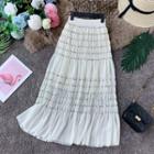 Sequin-detail Pleated Chiffon Skirt