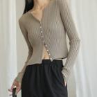 Single-breasted Long-sleeve Cropped Top